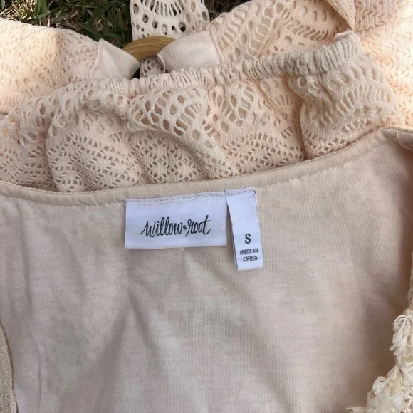 SMALL boho cream beachy long sleeve shirt - Picture 3 of 3